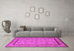 Machine Washable Oriental Pink Traditional Rug in a Living Room, wshurb979pnk