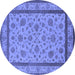 Round Oriental Blue Traditional Rug, urb979blu