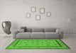 Machine Washable Oriental Green Traditional Area Rugs in a Living Room,, wshurb979grn