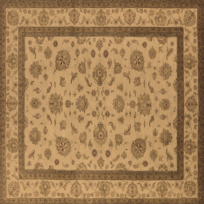 Square Machine Washable Oriental Brown Traditional Rug, wshurb979brn
