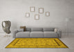 Machine Washable Oriental Yellow Traditional Rug in a Living Room, wshurb979yw