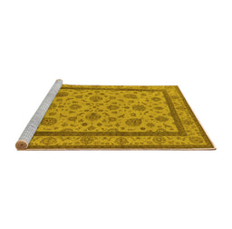 Sideview of Machine Washable Oriental Yellow Traditional Rug, wshurb979yw