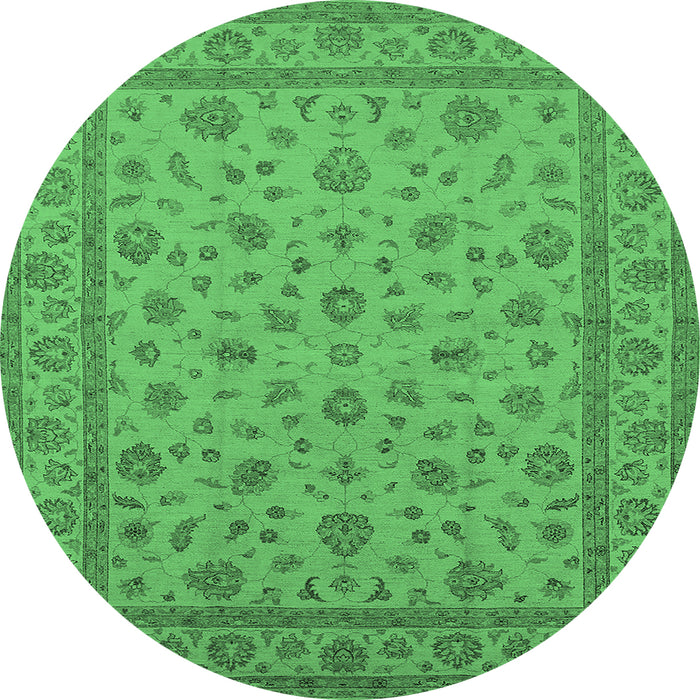 Round Oriental Emerald Green Traditional Rug, urb980emgrn