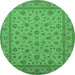 Round Oriental Emerald Green Traditional Rug, urb980emgrn
