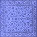 Square Machine Washable Oriental Blue Traditional Rug, wshurb980blu