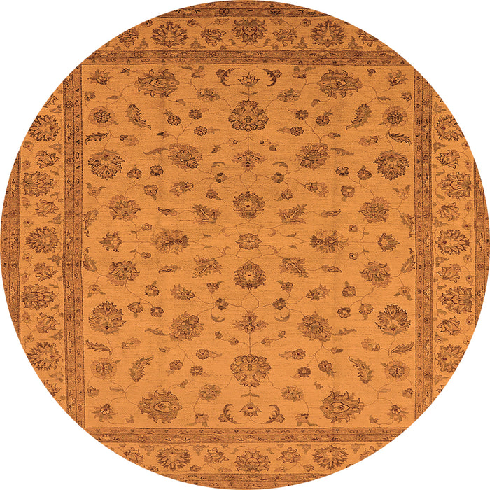 Round Oriental Orange Traditional Rug, urb980org