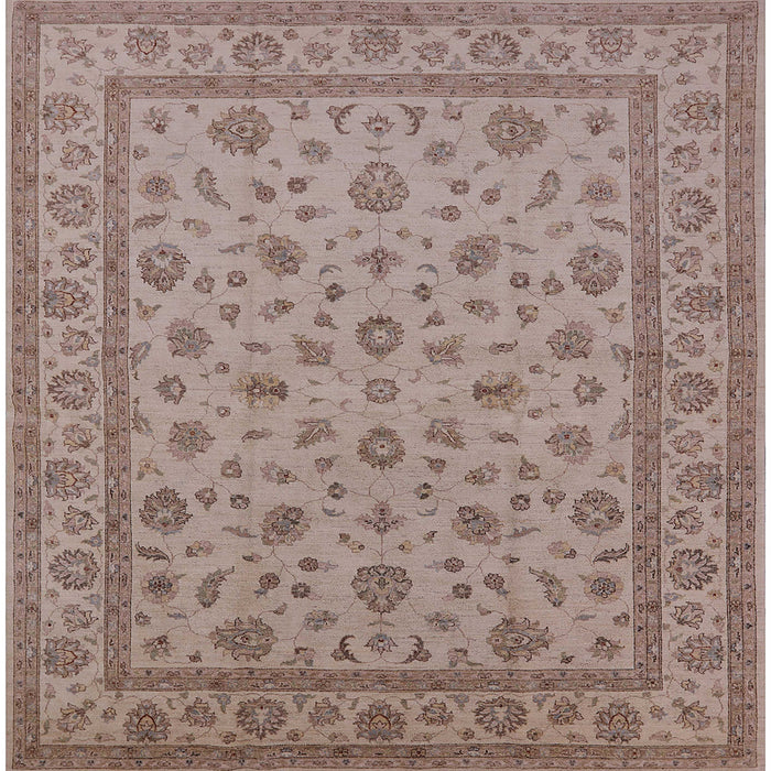 Square Mid-Century Modern Dark Almond Brown Oriental Rug, urb980