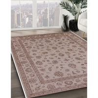 Mid-Century Modern Dark Almond Brown Oriental Rug, urb980