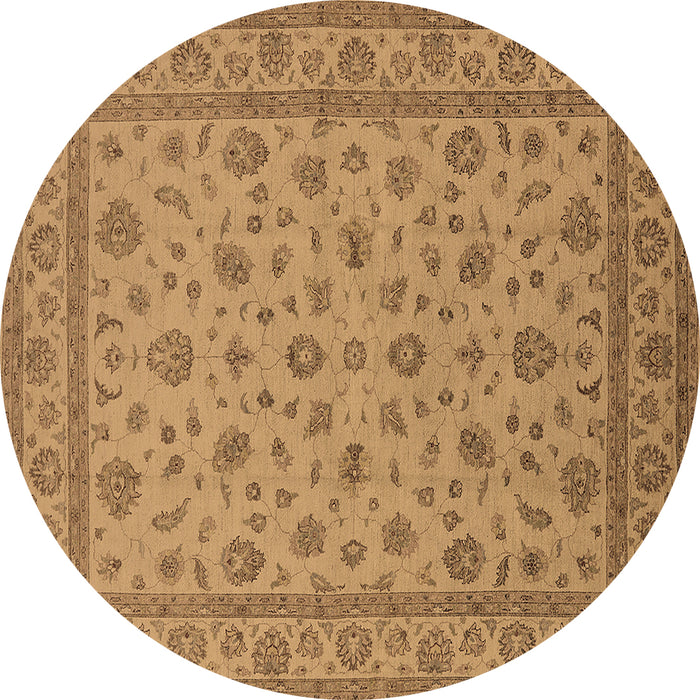 Round Oriental Brown Traditional Rug, urb980brn