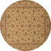 Round Oriental Brown Traditional Rug, urb980brn