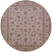 Round Mid-Century Modern Dark Almond Brown Oriental Rug, urb980