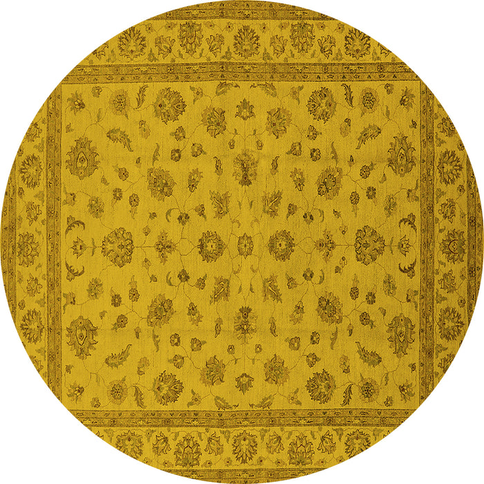 Round Oriental Yellow Traditional Rug, urb980yw