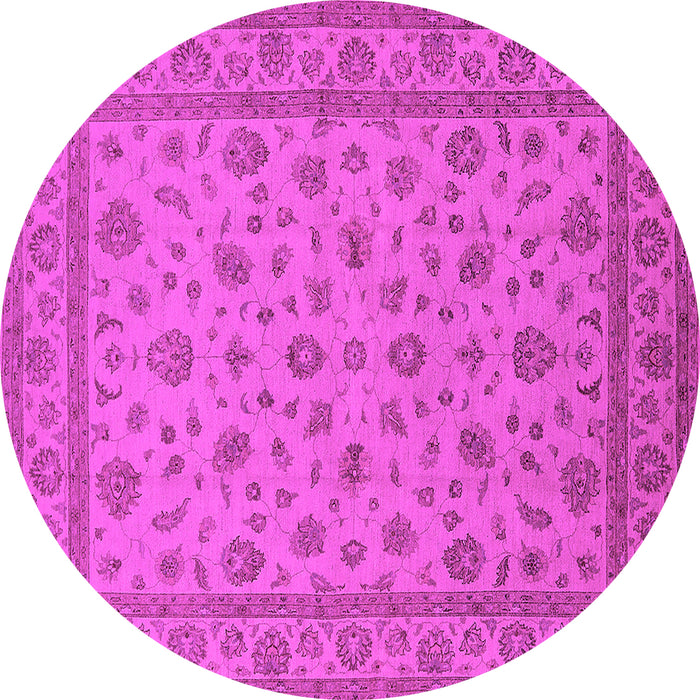 Round Machine Washable Oriental Pink Traditional Rug, wshurb980pnk