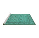 Sideview of Machine Washable Oriental Turquoise Traditional Area Rugs, wshurb980turq