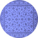 Round Oriental Blue Traditional Rug, urb980blu