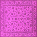 Square Machine Washable Oriental Pink Traditional Rug, wshurb980pnk