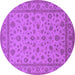 Round Machine Washable Oriental Purple Traditional Area Rugs, wshurb980pur