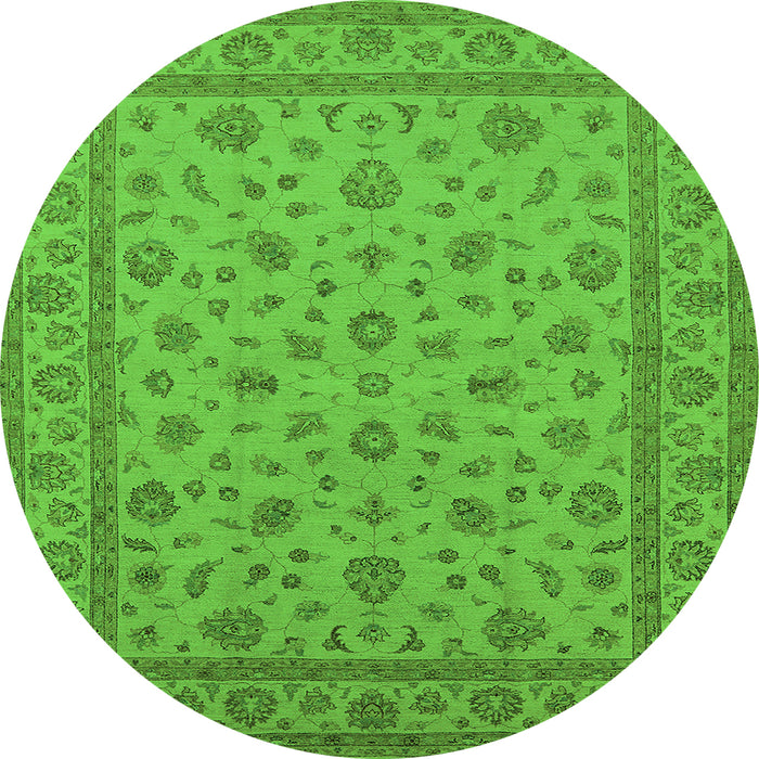 Round Oriental Green Traditional Rug, urb980grn
