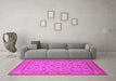 Machine Washable Oriental Pink Traditional Rug in a Living Room, wshurb980pnk