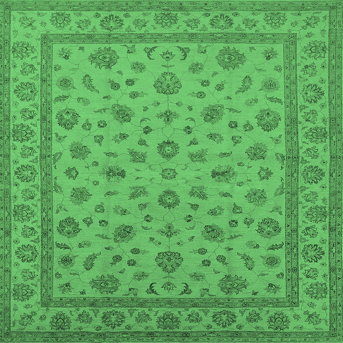 Square Oriental Emerald Green Traditional Rug, urb980emgrn
