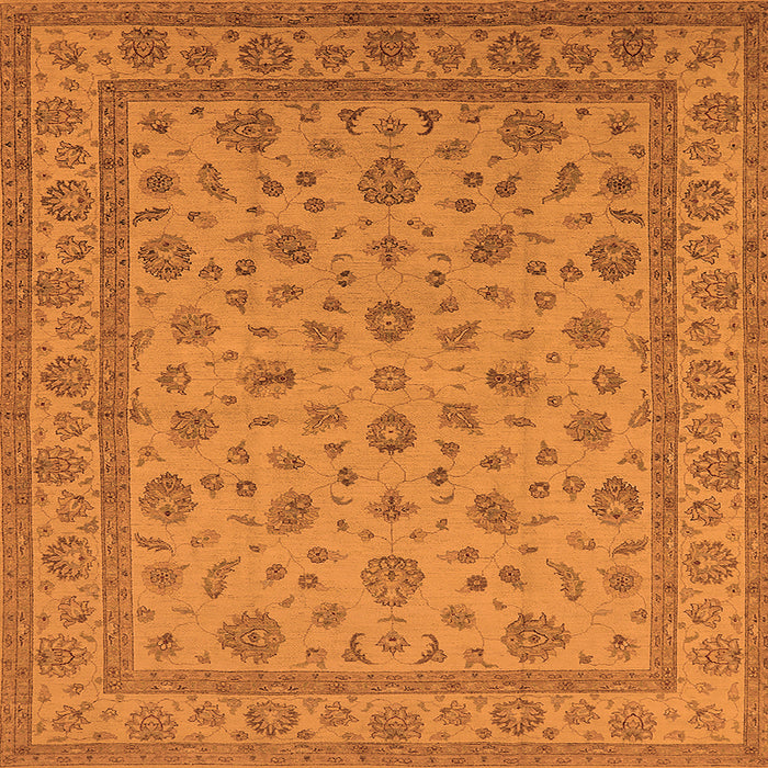 Square Machine Washable Oriental Orange Traditional Area Rugs, wshurb980org