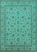 Machine Washable Oriental Turquoise Traditional Area Rugs, wshurb980turq