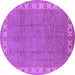 Round Machine Washable Oriental Purple Traditional Area Rugs, wshurb981pur