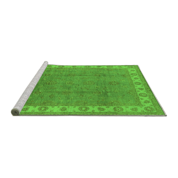 Sideview of Machine Washable Oriental Green Traditional Area Rugs, wshurb981grn