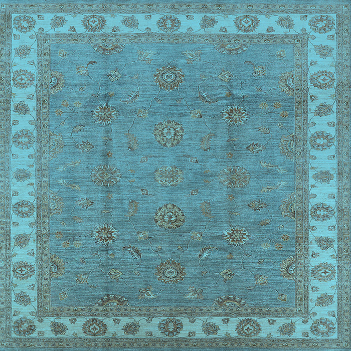 Square Machine Washable Oriental Light Blue Traditional Rug, wshurb981lblu
