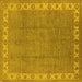 Square Machine Washable Oriental Yellow Traditional Rug, wshurb981yw