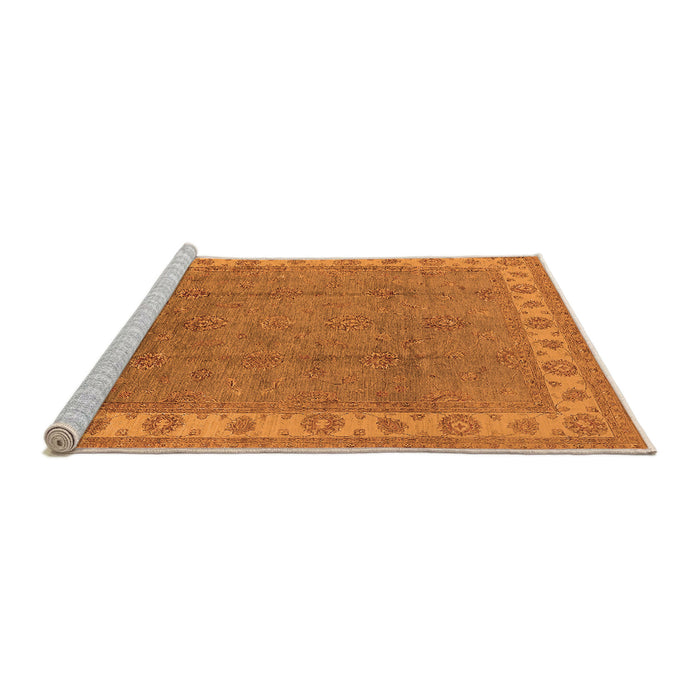 Sideview of Machine Washable Oriental Orange Traditional Area Rugs, wshurb981org