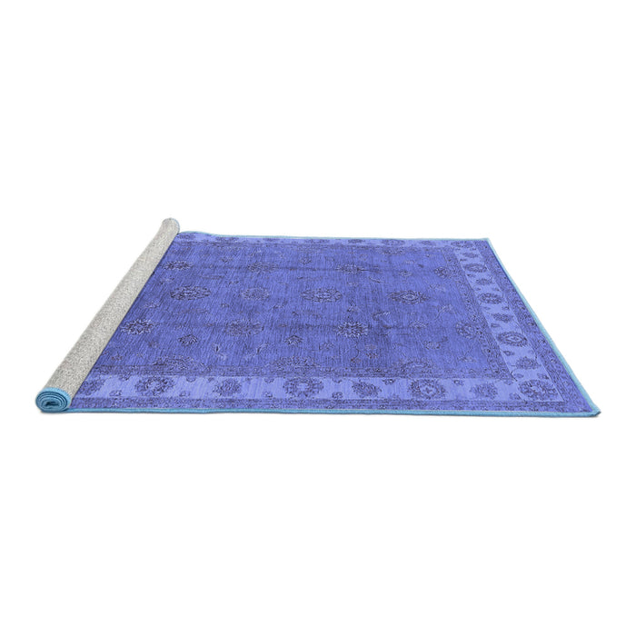 Sideview of Machine Washable Oriental Blue Traditional Rug, wshurb981blu