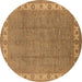 Round Oriental Brown Traditional Rug, urb981brn