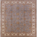 Square Mid-Century Modern Khaki Rose Pink Oriental Rug, urb981