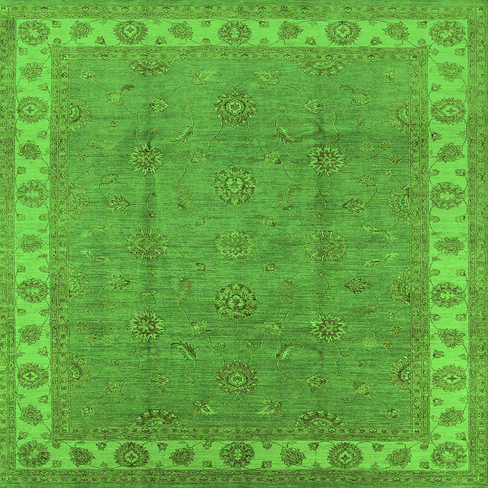 Square Machine Washable Oriental Green Traditional Area Rugs, wshurb981grn