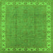 Square Machine Washable Oriental Green Traditional Area Rugs, wshurb981grn