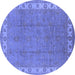 Round Oriental Blue Traditional Rug, urb981blu