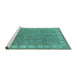 Sideview of Machine Washable Oriental Turquoise Traditional Area Rugs, wshurb981turq