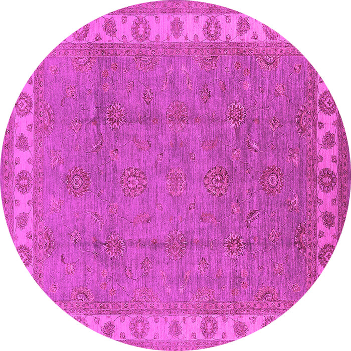 Round Machine Washable Oriental Pink Traditional Rug, wshurb981pnk