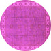 Round Machine Washable Oriental Pink Traditional Rug, wshurb981pnk