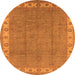 Round Oriental Orange Traditional Rug, urb981org