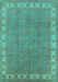Machine Washable Oriental Turquoise Traditional Area Rugs, wshurb981turq