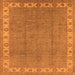 Square Machine Washable Oriental Orange Traditional Area Rugs, wshurb981org