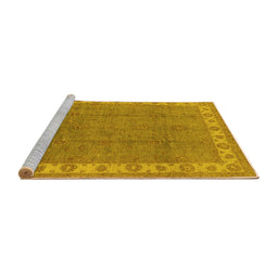 Sideview of Machine Washable Oriental Yellow Traditional Rug, wshurb981yw