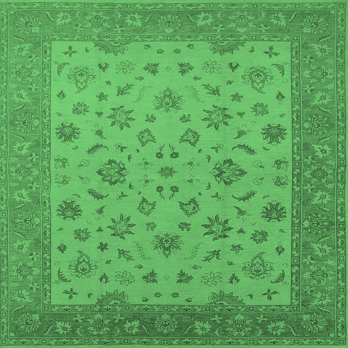 Square Machine Washable Oriental Emerald Green Traditional Area Rugs, wshurb982emgrn