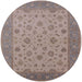 Round Machine Washable Industrial Modern Khaki Rose Pink Rug, wshurb982