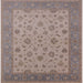 Square Mid-Century Modern Khaki Rose Pink Oriental Rug, urb982