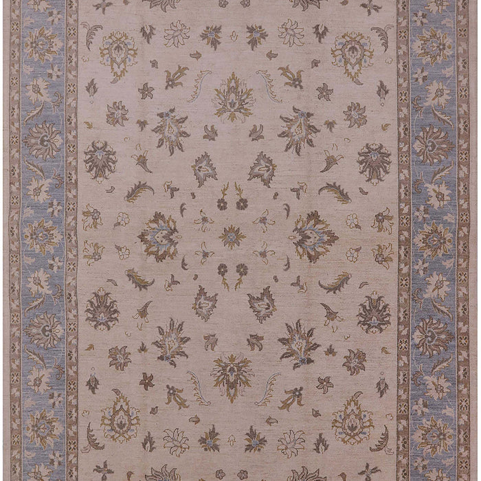 Mid-Century Modern Khaki Rose Pink Oriental Rug, urb982