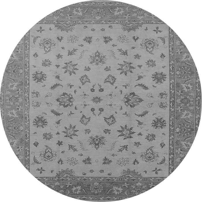 Round Machine Washable Oriental Gray Traditional Rug, wshurb982gry