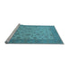 Sideview of Machine Washable Oriental Light Blue Traditional Rug, wshurb982lblu